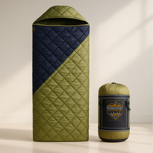 rhinokraft quilted rectangular  suede-lined for 0c warmth  fits up to 6ft tall  sleeping bag