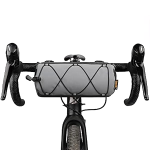 rhinowalk bike handlebar bag bicycle front bag frame storage roll bag mountain road bikes commuter shoulder bag professional cycling accessories-grey reflective