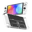 RHOTALL 3 in 1 Transparent Case for Nintendo Switch OLED, Clear Dockable Shell Compatible with Switch OLED and Controller, Comfort Grip Case with Shock-Absorption and Anti-Scratch Design