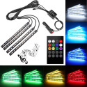 Rhtdm Atmosphere Lights Universal Car LED Strip Light 4pcs 48 LED DC 12V Multicolor Music Car Interior Light LED Under Dash Lighting Kit with Sound Active Function and Wireless Remote Control Car Fancy Lights