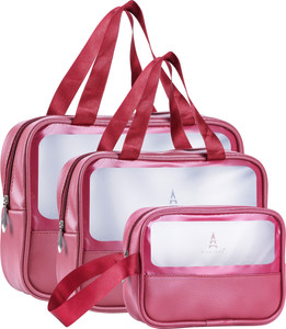 rhydin set of 3 multipurpose wash bags with transparent window  zipper closure travel toiletry kit