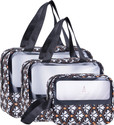 Rhydin Set of 3 Multipurpose Wash Bags with Transparent Window & Zipper Closure Travel Toiletry Kit (Black)