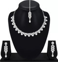Rhymee Alloy Rhodium Silver, White Jewel Set (Pack of 1)