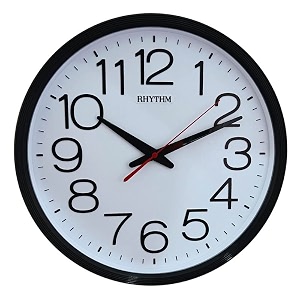rhythm japan plastic round clock value added wall clock 3d numerals silent silky move injection color frame plastic case analogue 36x36x50cms