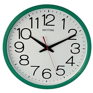 rhythm japan plastic round clock value added wall clock 3d numerals silent silky move injection color frame plastic case analogue 36x36x50cms