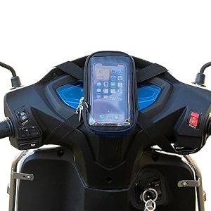 rhythm -polyester handlebar universale mobile holder mount pouch bag waterproof for activa jupiter ev ola-s1 pleasure ntroq_all scooter scooty bike fit 7 inches phone black
