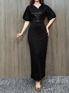 Riaash Women Bodycon Black Maxi Full Length