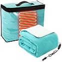 Riakrum 12v Heated Car Blanket 58" x 43", Green, Solid