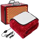 Riakrum 12v Heated Car Blanket 58" x 43", Wine Red, Ribbed