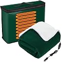 Riakrum 12v Heated Car Blanket 58" x 43", Dark Green, Solid