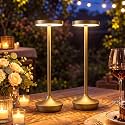 Riakrum 2 Pack Gold Cordless Table Lamp Waterproof Rechargeable LED Light