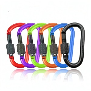 rianz 6 pack d-ring locking key hook 334 aluminum spring snap carabiner twist lock keychain clip caribeener clip backpack water cup pet leashes multi colors