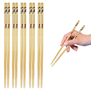 rianz set of 5 pairs designer natural wooden round bamboo reusable chopsticks size 23 cm design 3