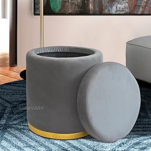 storage ottoman sitting stool for bedroom amp living room velvet sofa side stool wooden small ottoman footrest stool makeup chair pouf for office amp home decoration drum storage grey