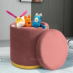 storage ottoman sitting stool for bedroom amp living room velvet sofa side stool wooden small ottoman footrest stool makeup chair pouf for office amp home decoration drum storage pink