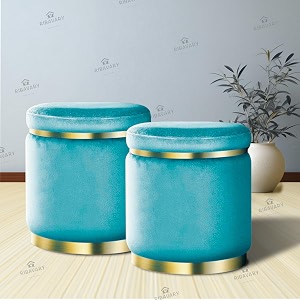 velvet luxurious sitting stool for bedroom amp living room sofa side stool wooden small ottoman footrest stool makeup chair pouf for office amp home decoration drum combo turquoise 2