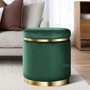 velvet ottoman stool for living room footrest small pouf seat for living room bedroom wooden sofa side stool makeup chair home office decorative furniture 1 green