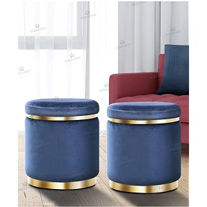 velvet luxurious sitting stool for bedroom amp living room sofa side stool wooden small ottoman footrest stool makeup chair pouf for office amp home decoration drum combo blue 2