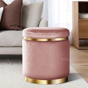 velvet ottoman stool for living room footrest small pouf seat for living room bedroom wooden sofa side stool makeup chair home office decorative furniture 1 pink