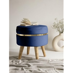velvet luxurious sitting stool for bedroom amp living room sofa side stool wooden small ottoman footrest stool makeup chair pouf for office amp home decoration stool royal blue 1