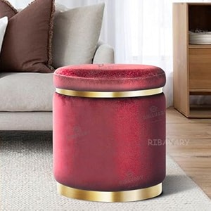 velvet luxurious sitting stool for bedroom amp living room sofa side stool wooden small ottoman footrest stool makeup chair pouf for office amp home decoration drum maroon
