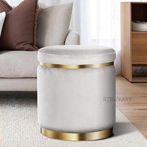 velvet ottoman stool for living room footrest small pouf seat for living room bedroom wooden sofa side stool makeup chair home office decorative furniture 1 grey