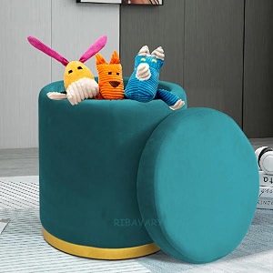 storage ottoman sitting stool for bedroom amp living room velvet sofa side stool wooden small ottoman footrest stool makeup chair pouf for office amp home decoration drum storage aqua
