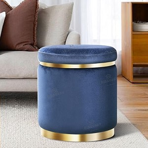 velvet ottoman stool for living room footrest small pouf seat for living room bedroom wooden sofa side stool makeup chair home office decorative furniture 1 blue