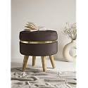 RIBAVARY Velvet Luxurious Sitting Stool for Bedroom &amp; Living Room, Sofa Side Stool, Wooden Small Ottoman Footrest Stool, Makeup Chair, Pouf for Office &amp; Home Decoration (Stool, Coffee)