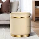Velvet Ottoman Stool for Living Room Footrest, Small Pouf Seat for Living Room Bedroom, Wooden Sofa Side Stool, Makeup Chair, Home Office Decorative Furniture