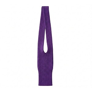 ribbed knit mobile phone case compatible with iphone stretchable knit phone sleeve with strap  soft protective mobile pouch cover purple