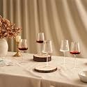 Ribbed Wine Glasses Set of 6, 13.5oz Lead-Free Crystal Hand Blown