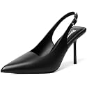 RIBONGZ Sexy Slingback Pumps Elegant Dressy Heels for Women Closed Toe Pointy High Heels Wedding Bride Prom Party Evening Shoes