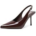 RIBONGZ Sexy Slingback Pumps Elegant Dressy Heels for Women Closed Toe Pointy High Heels Wedding Bride Prom Party Evening Shoes