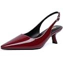 RIBONGZ Sexy Slingback Pumps Elegant Dressy Heels for Women Closed Toe Pointy High Heels Wedding Bride Prom Party Evening Shoes