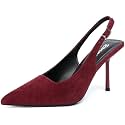 RIBONGZ Sexy Slingback Pumps Elegant Dressy Heels for Women Closed Toe Pointy High Heels Wedding Bride Prom Party Evening Shoes