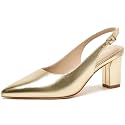RIBONGZ Sexy Slingback Pumps Elegant Dressy Heels for Women Closed Toe Pointy High Heels Wedding Bride Prom Party Evening Shoes