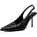 RIBONGZ Sexy Slingback Pumps Elegant Dressy Heels for Women Closed Toe Pointy High Heels Wedding Bride Prom Party Evening Shoes