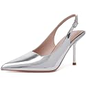 RIBONGZ Sexy Slingback Pumps Elegant Dressy Heels for Women Closed Toe Pointy High Heels Wedding Bride Prom Party Evening Shoes