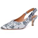 RIBONGZ Sexy Slingback Pumps Elegant Dressy Heels for Women Closed Toe Pointy High Heels Wedding Bride Prom Party Evening Shoes