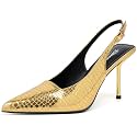 RIBONGZ Sexy Slingback Pumps Elegant Dressy Heels for Women Closed Toe Pointy High Heels Wedding Bride Prom Party Evening Shoes