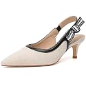 RIBONGZ Sexy Slingback Pumps Elegant Dressy Heels for Women Closed Toe Pointy High Heels Wedding Bride Prom Party Evening Shoes