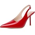 RIBONGZ Sexy Slingback Pumps Elegant Dressy Heels for Women Closed Toe Pointy High Heels Wedding Bride Prom Party Evening Shoes