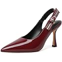 RIBONGZ Sexy Slingback Pumps Elegant Dressy Heels for Women Closed Toe Pointy High Heels Wedding Bride Prom Party Evening Shoes