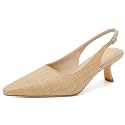 RIBONGZ Sexy Slingback Pumps Elegant Dressy Heels for Women Closed Toe Pointy High Heels Wedding Bride Prom Party Evening Shoes