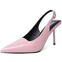 RIBONGZ Sexy Slingback Pumps Elegant Dressy Heels for Women Closed Toe Pointy High Heels Wedding Bride Prom Party Evening Shoes