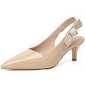 RIBONGZ Sexy Slingback Pumps Elegant Dressy Heels for Women Closed Toe Pointy High Heels Wedding Bride Prom Party Evening Shoes