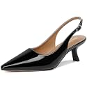 RIBONGZ Sexy Slingback Pumps Elegant Dressy Heels for Women Closed Toe Pointy High Heels Wedding Bride Prom Party Evening Shoes