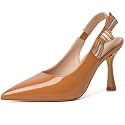 RIBONGZ Sexy Slingback Pumps Elegant Dressy Heels for Women Closed Toe Pointy High Heels Wedding Bride Prom Party Evening Shoes