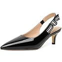RIBONGZ Sexy Slingback Pumps Elegant Dressy Heels for Women Closed Toe Pointy High Heels Wedding Bride Prom Party Evening Shoes